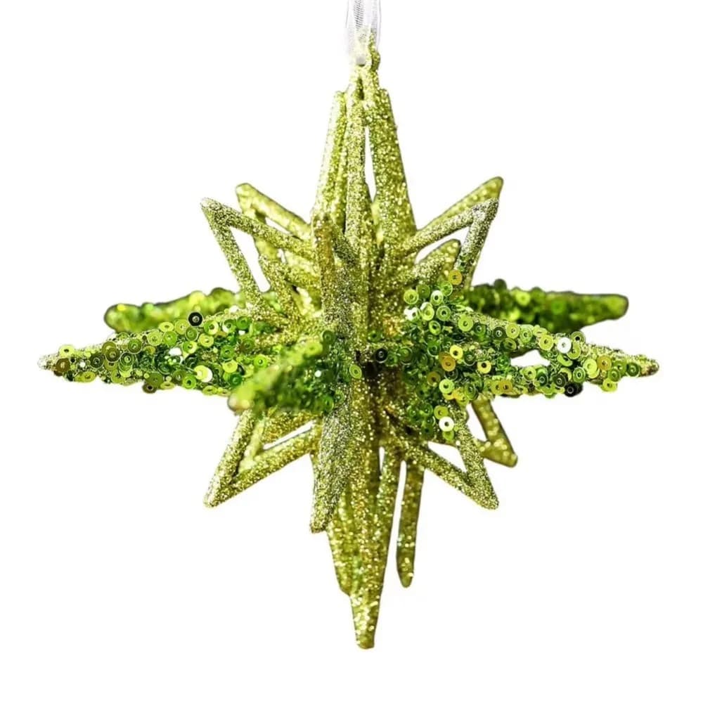 Pendentif d'arbre de noël vert, paillettes dorées, pendentif suspendu à paillettes vertes, poudre sc