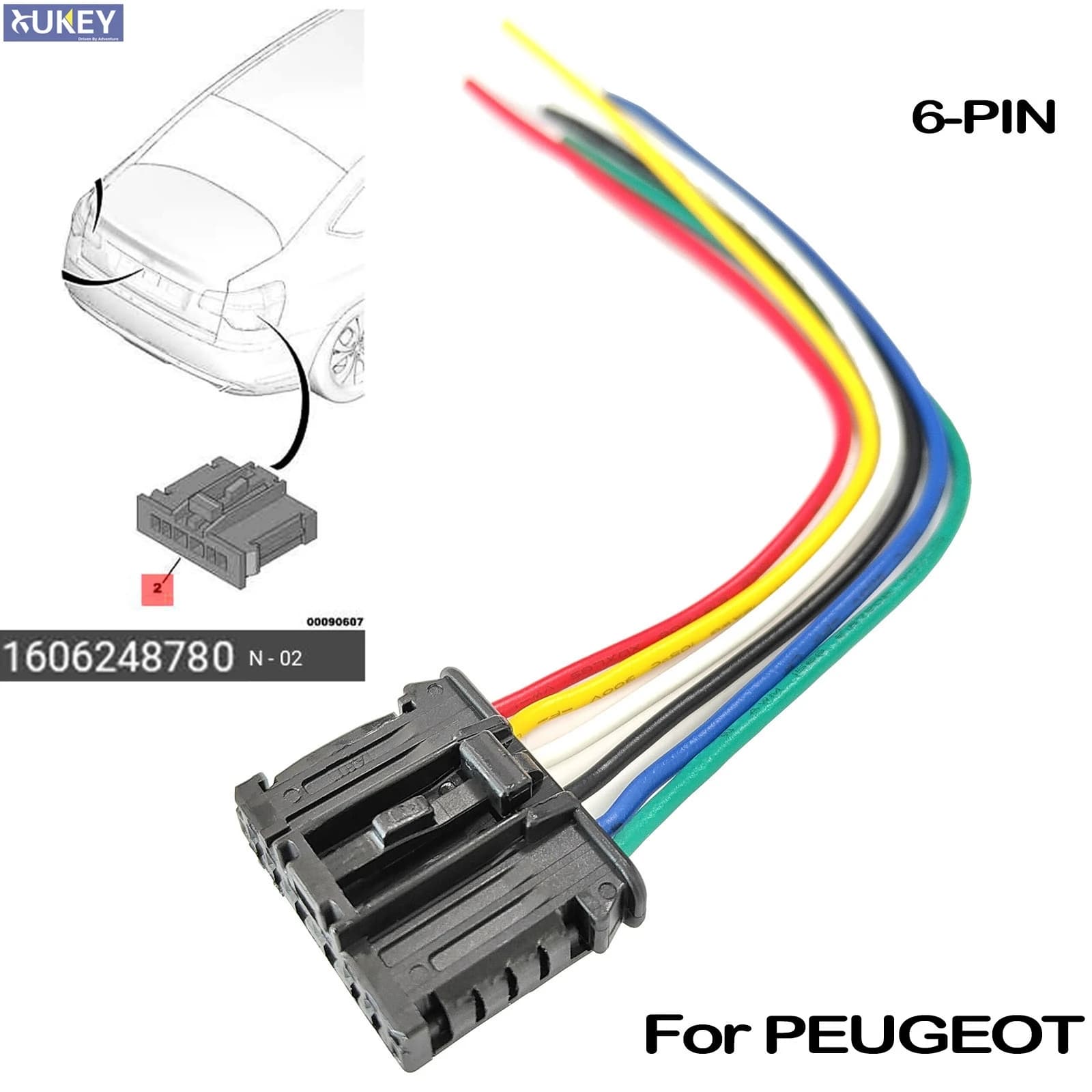 Pour PEUGEOT 206 207 208 301 307 308 508 1007 2008 feu arrière EXPERT PARTNER connecteur 6 broches p