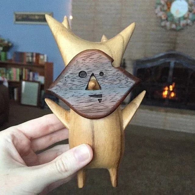 Korok Statue en Bois et Résine pour la Décoration de la Maison, Travail Manuel Intense, Jeu en Famil