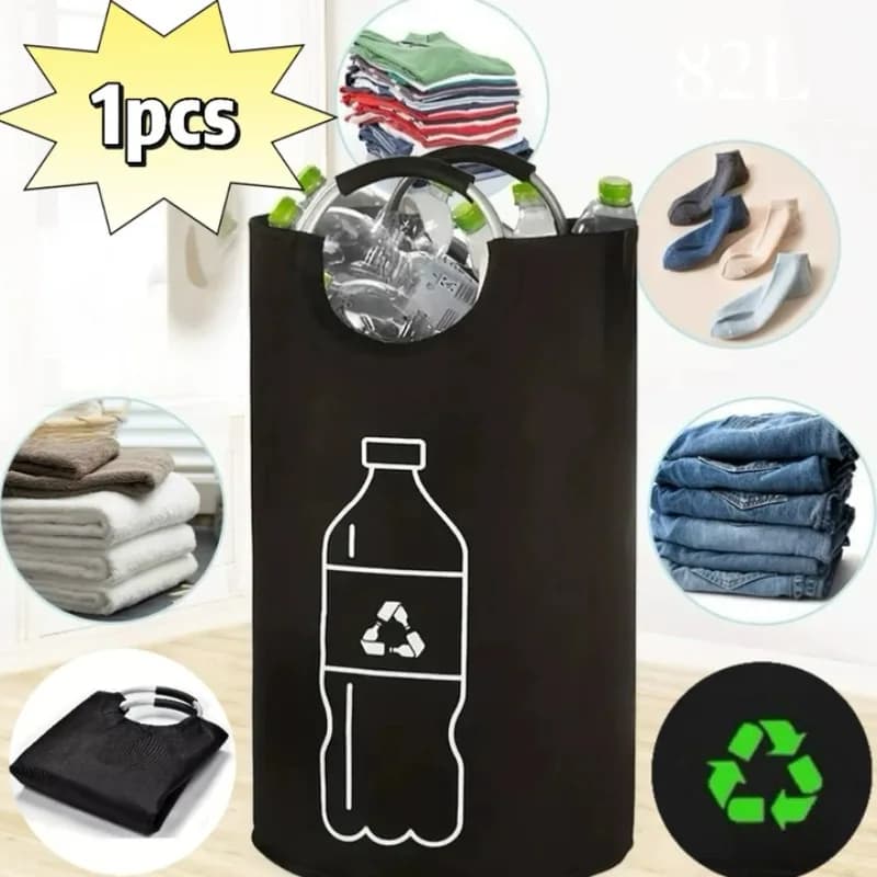 Sac de rangement et de recyclage pliable en tissu Oxford avec poignée en aluminium pour bouteilles e