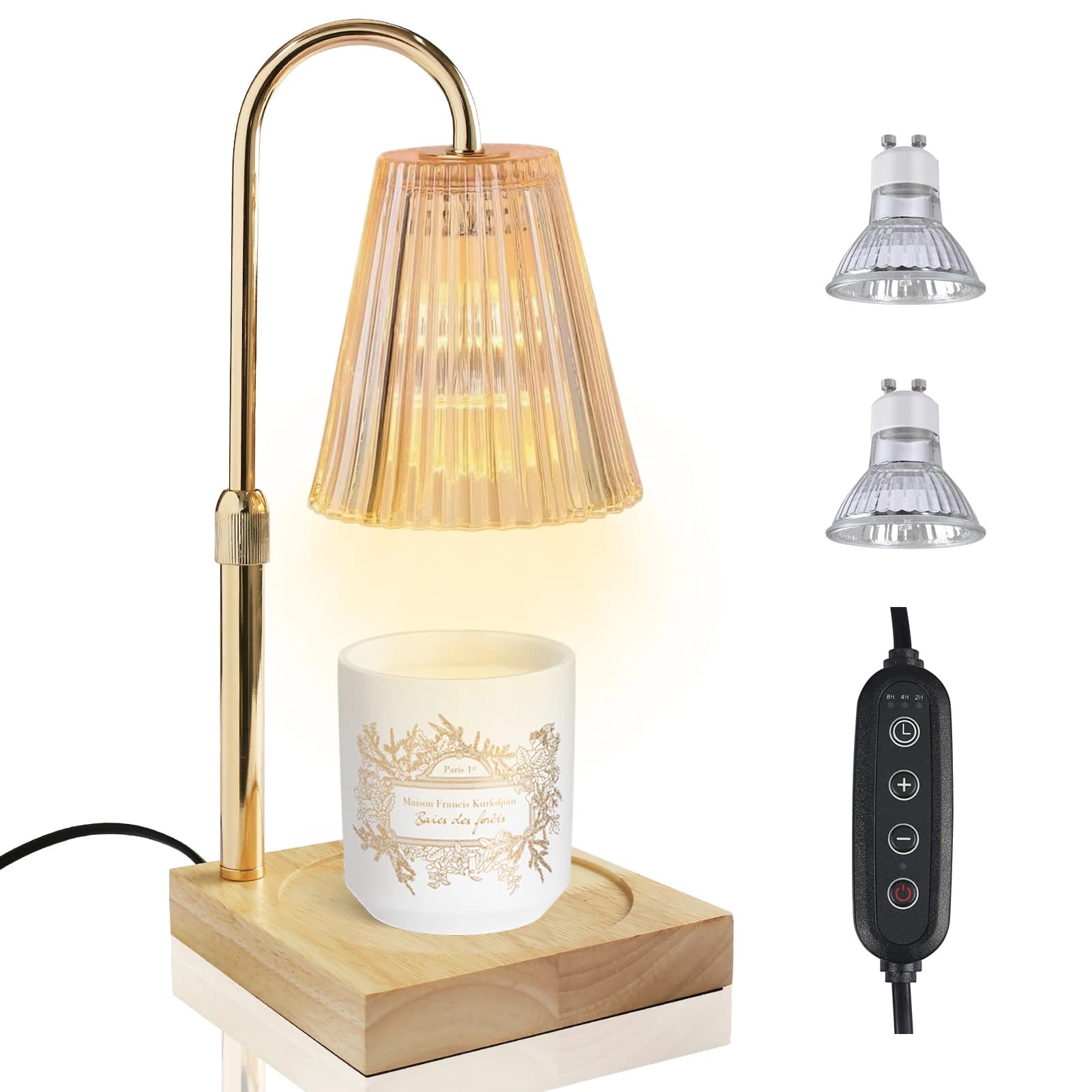 Lampe chauffe-bougie vintage avec minuterie et 2 ampoules chauffe-cire électrique réglable lumière c