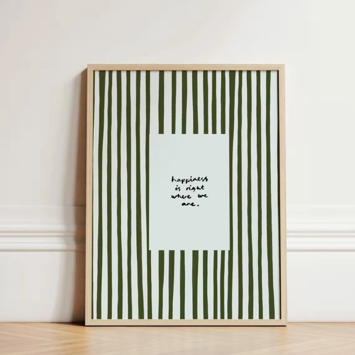 Impression sur toile de style moderne et rétro, vert olive et rayures, affiche d'art mural pour salo