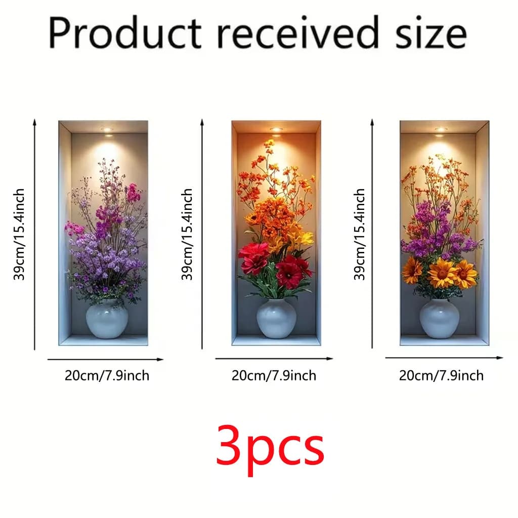 Autocollants muraux 3D imitation peinture murale réaliste, vase auto-adhésif, décoration murale pour