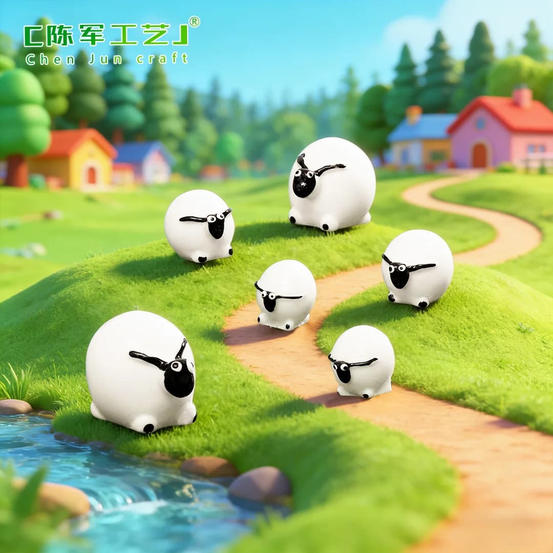 Micro paysage en mousse de mouton blanche, ornements artisanaux en résine, pour jardin Miniature, DI