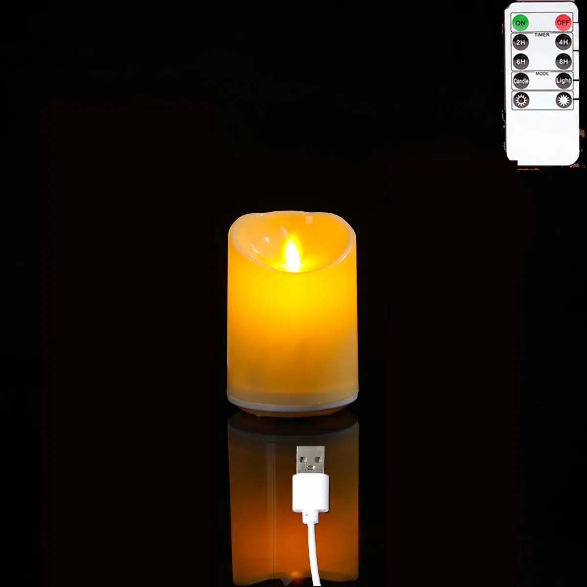 Bougies à mèche mobile décoratives LED avec télécommande, Charge USB, 10/12, 5/15 cm, bougies d'égli