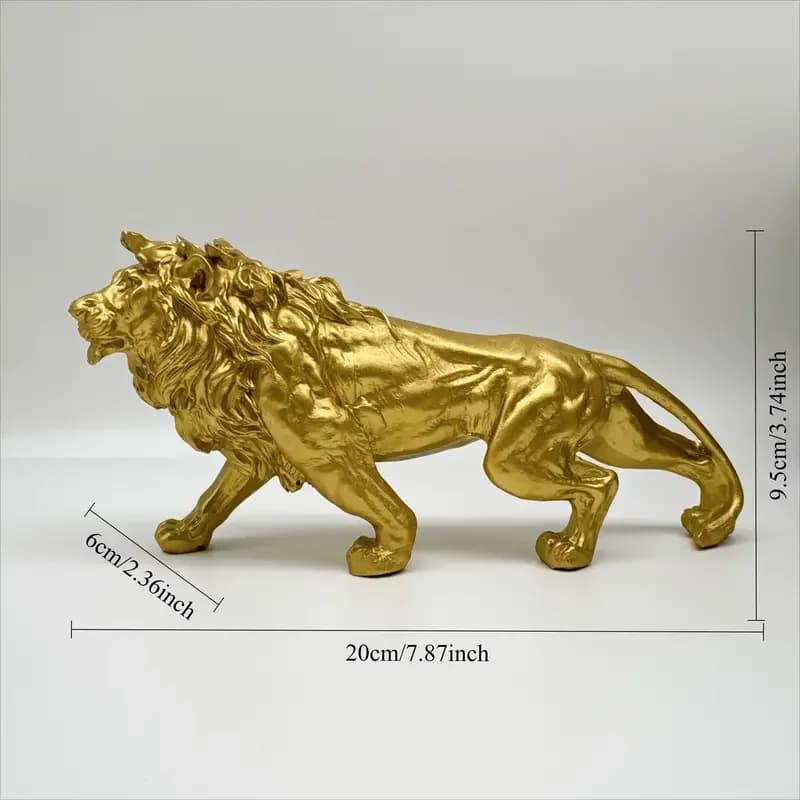 Ornement en résine du roi Lion doré, Statue d'animal de bureau, accessoires de décoration pour salon