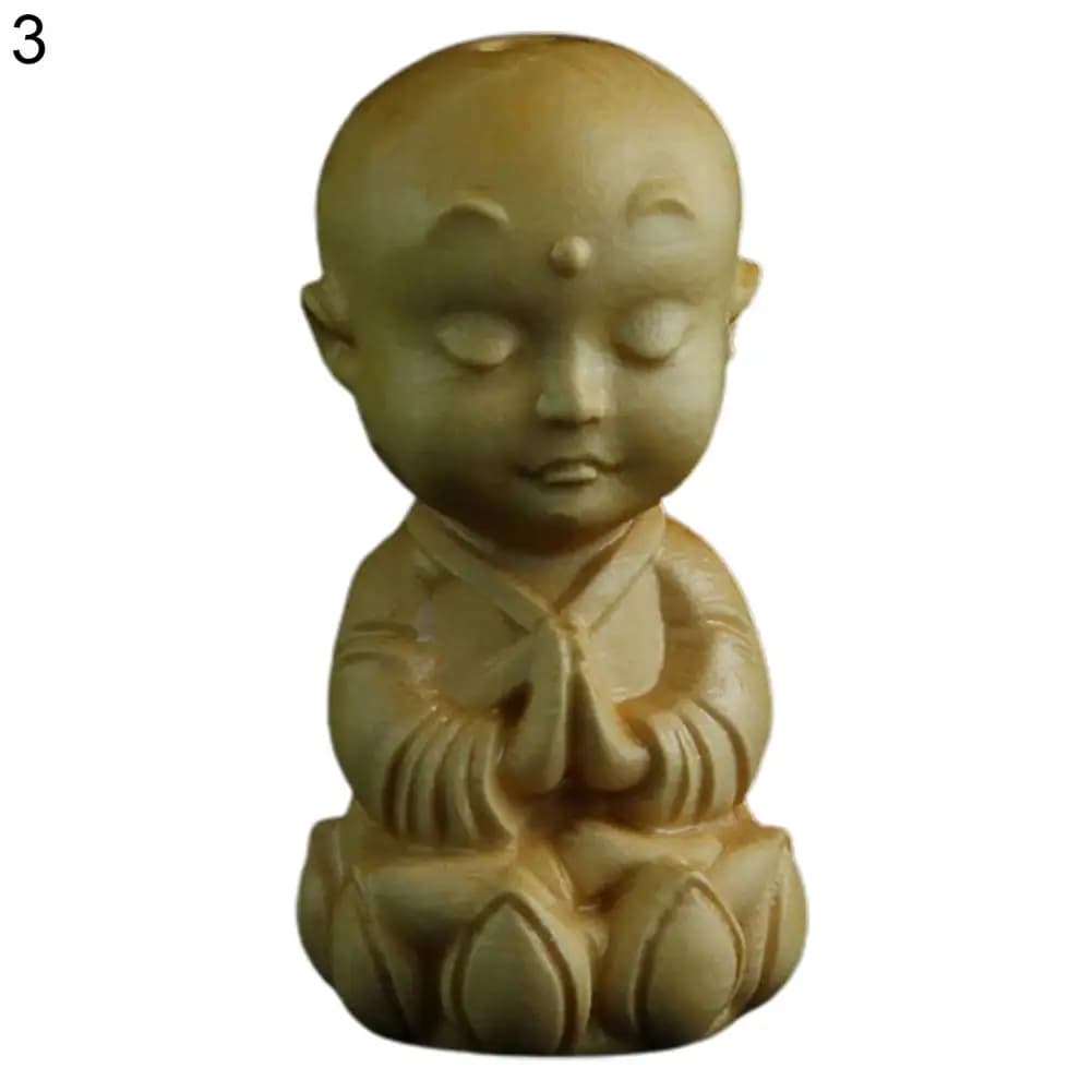 Bouddha Ornements Mini Non Peint Bouddha Statues Bois Fine Fabrication Moine Figurine Décor À La Mai