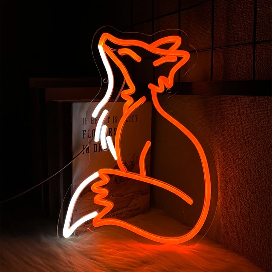 Enseigne néon Fox pour décoration murale, enseigne lumineuse pour chambre à coucher, décoration de s