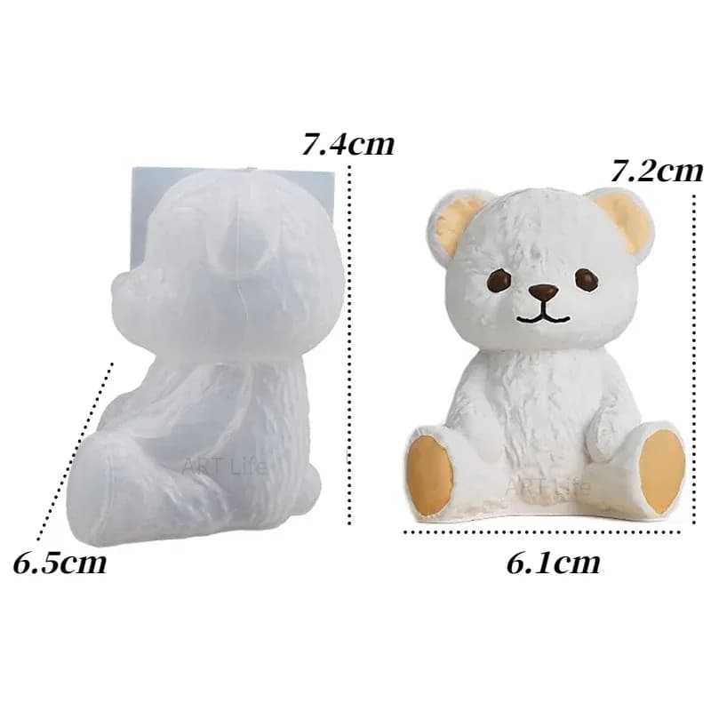 Moule à bougie en silicone ours en peluche souriant, moule à glaçons fait à la main, artisanat en ré