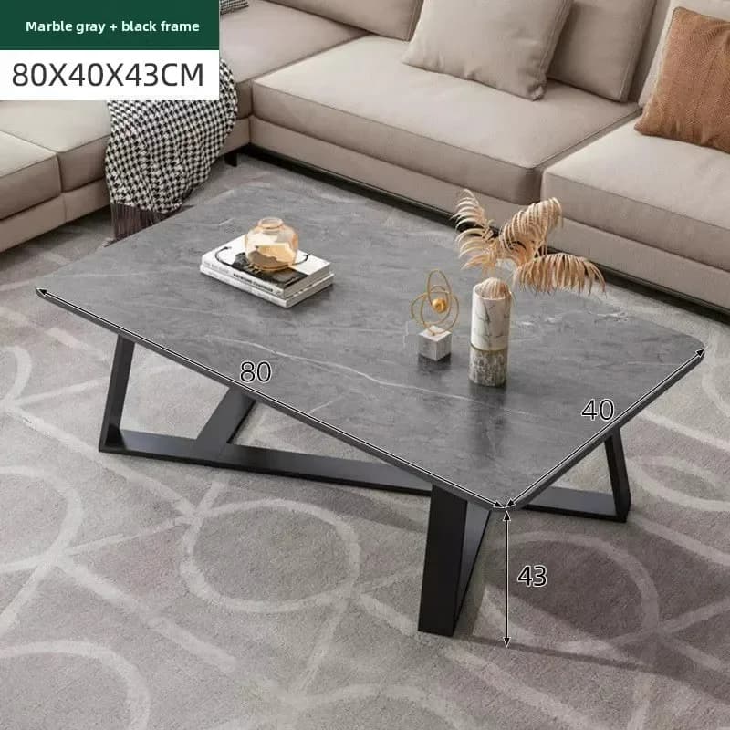Table basse de luxe légère, table basse moderne à motif de marbre, petite table rectangulaire à côté