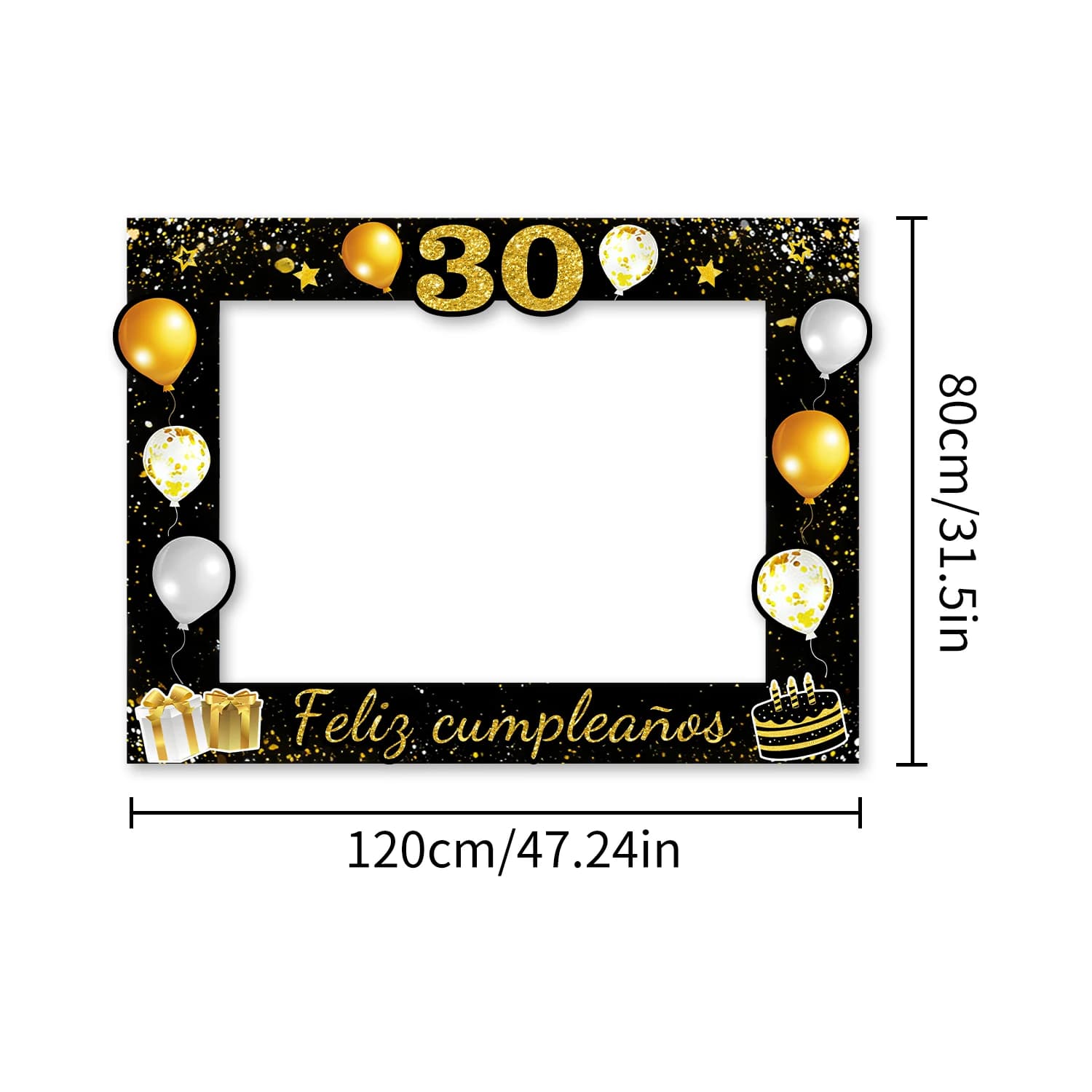 Cadre photo noir doré pour anniversaire 30/40/50/60/70 ans, accessoires de décoration, fond de photo