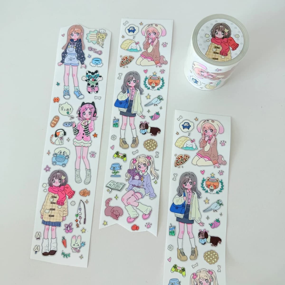 WakaWaka Kawaii fille personnage autocollant rouleau coréen PET déco autocollant Scrapbook autocolla