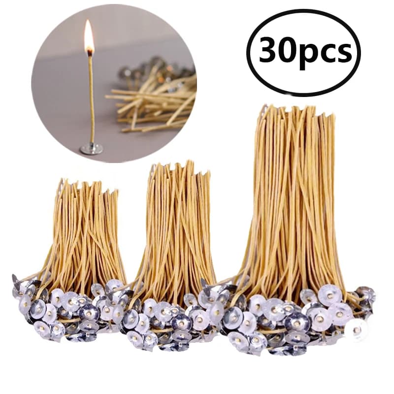 Mèches de cire d'abeille 9-20cm, 30 pièces, sans fumée, de haute qualité, avec Base à Clip, mèches p
