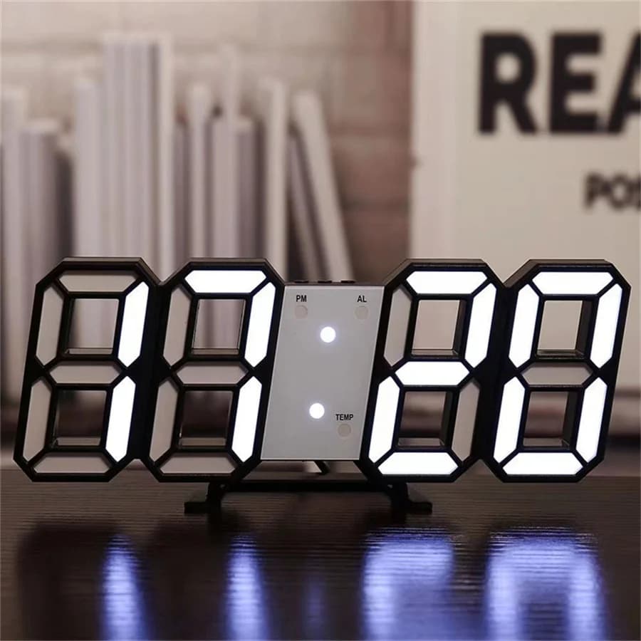 Horloge numérique LED 3D, décoration murale, Mode nuit scintillante, décoration pour chambre à couch