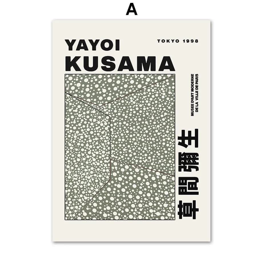 Toile d'art murale avec fleurs Yayoi Kusama Matisse, couleur vert sauge, affiches et imprimés nordiq