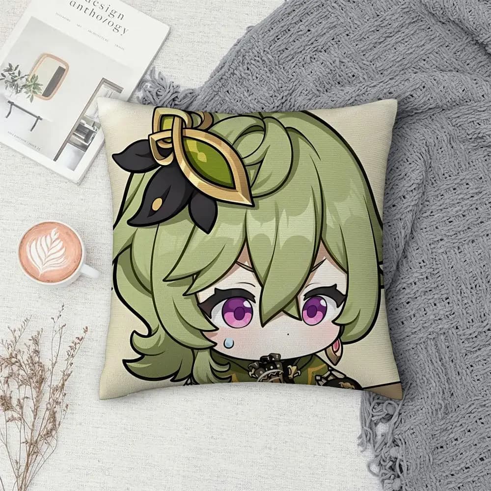 Housse de coussin carrée Collei Cute Genshin Game, pour chambre à coucher, canapé, loisirs, confort,