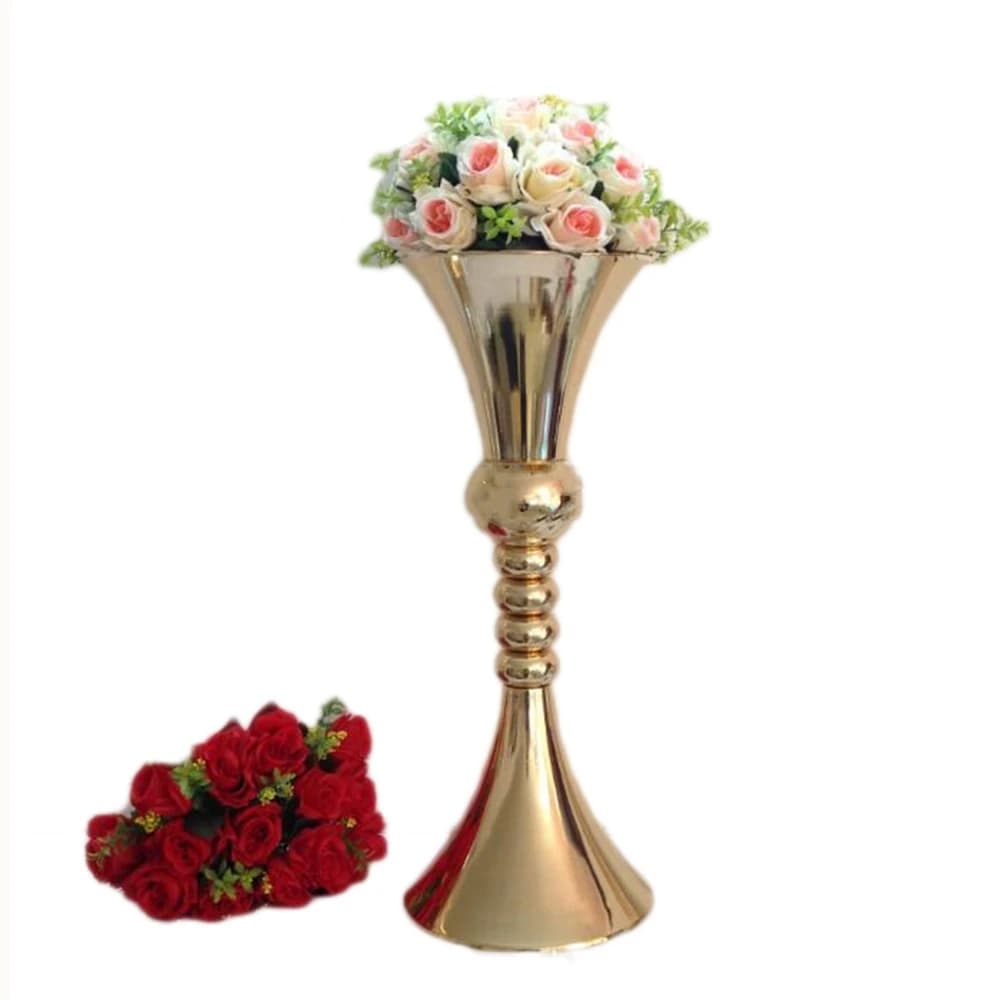 Vases à fleurs de 65cm de hauteur, bougeoir en métal doré, bougeoir, pièce maîtresse de mariage, évé