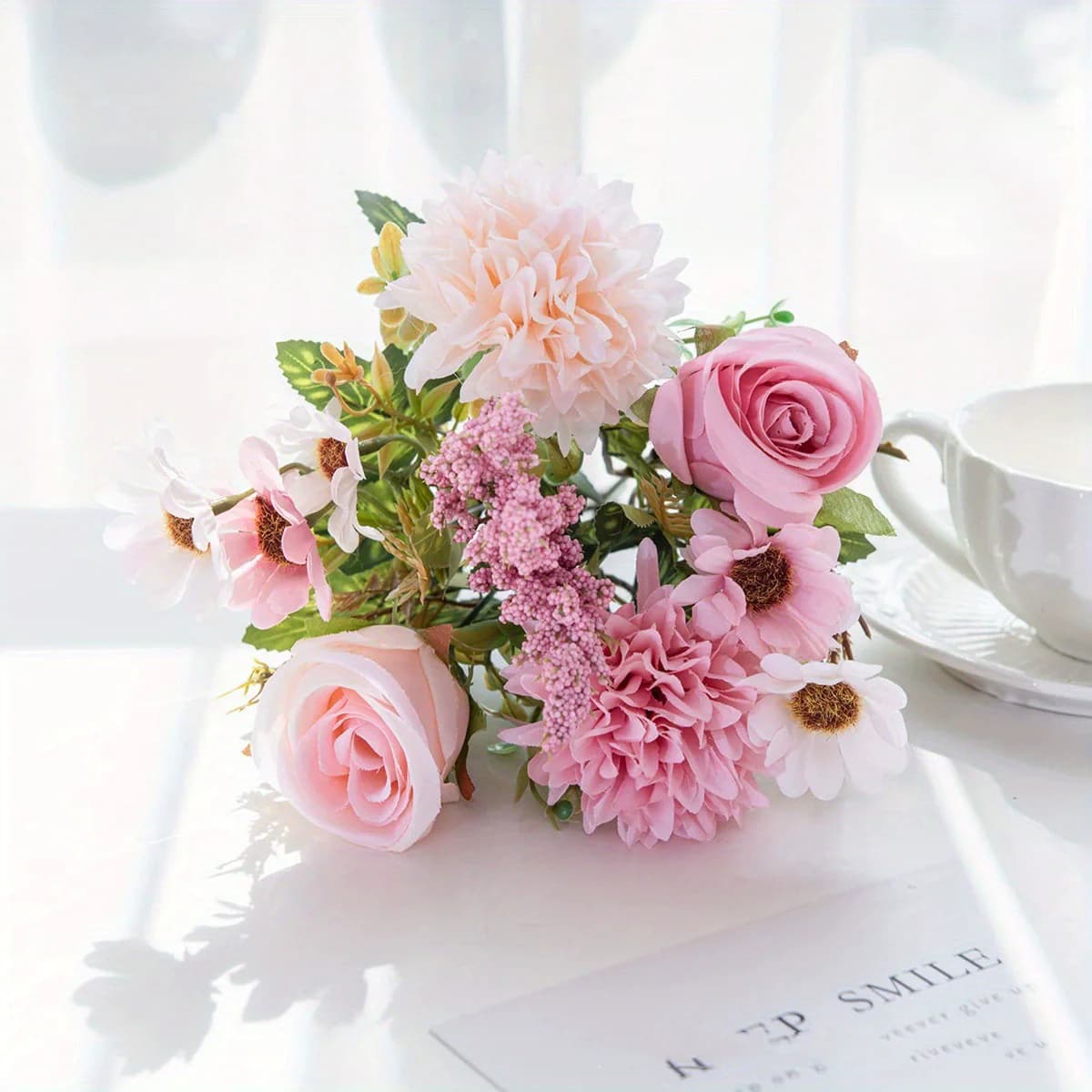 Fleurs artificielles, rose d'automne, pissenlit, décoration de mariage, bouquet de mariée, fleurs ar
