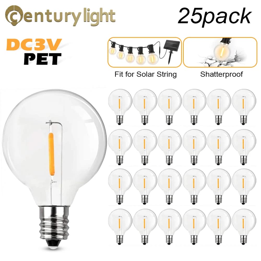 Ampoule LED G40 à Base E12, Lampe à Filament en Plastique l'horloge, DC 3V, 1W, Globe Blanc Chaud de