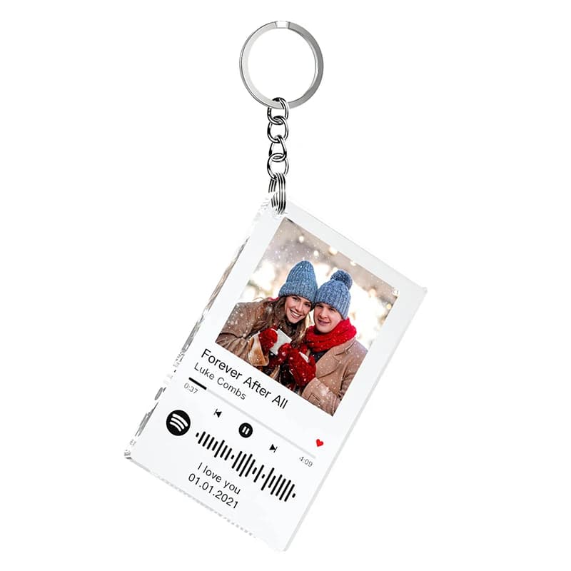 Porte-clés Photo personnalisé Spotify, Plaque de chanson de musique en acrylique, cadre de porte-clé