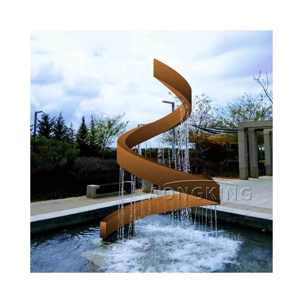 Fontaine en métal de sculpture d'art corten abstrait de conception moderne