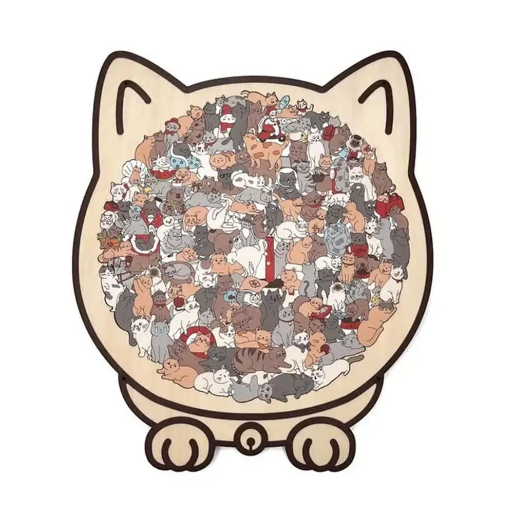 Puzzle en bois coloré en forme de chat, ornement de bureau, conception créative d'oreille de chat, p