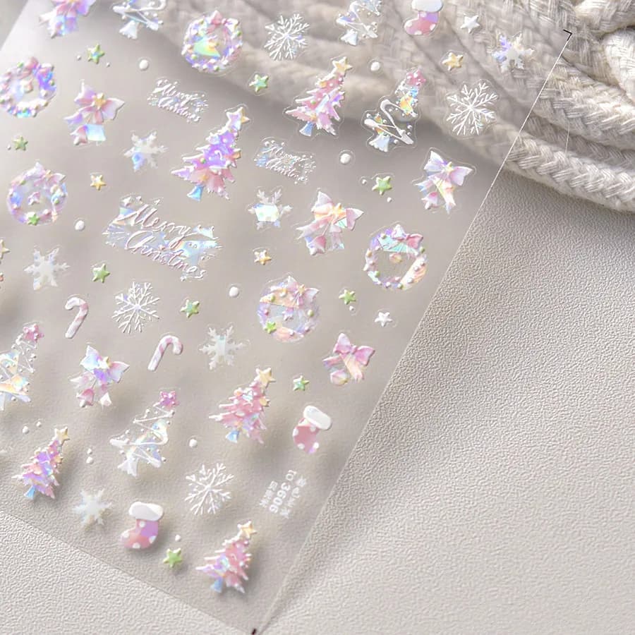 Autocollant pour ongles de noël, Style foncé d'hiver, paillettes métalliques, autocollants pour Nail
