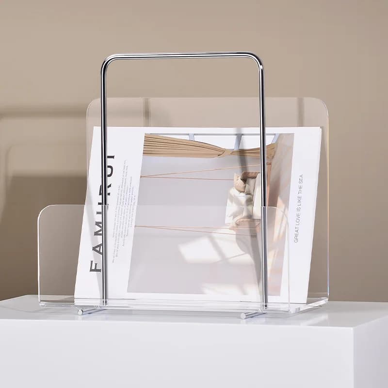 Organisateur de livre de magazines en acrylique de style moderne, support de livre de bureau, étagèr