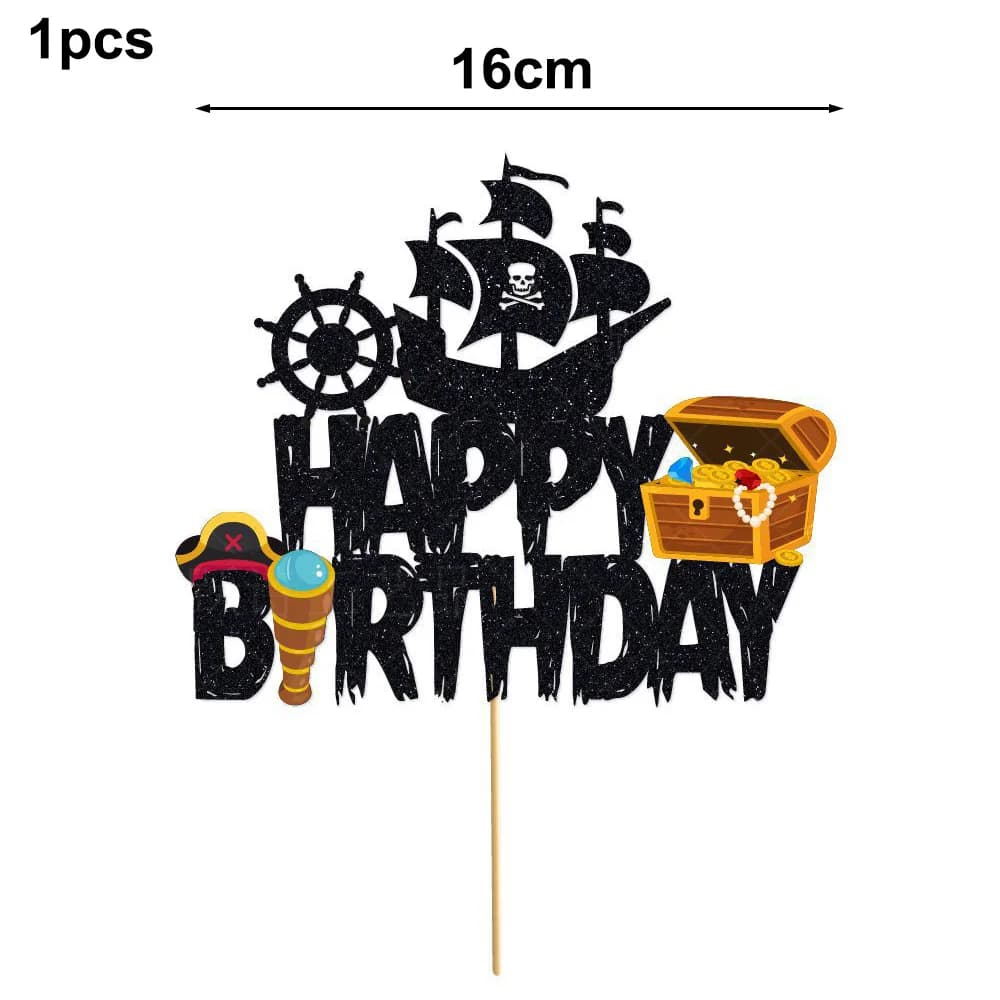Décorations de gâteau d'anniversaire Pirate, garniture de tasse de Pirate, capuchon de crâne, choix 