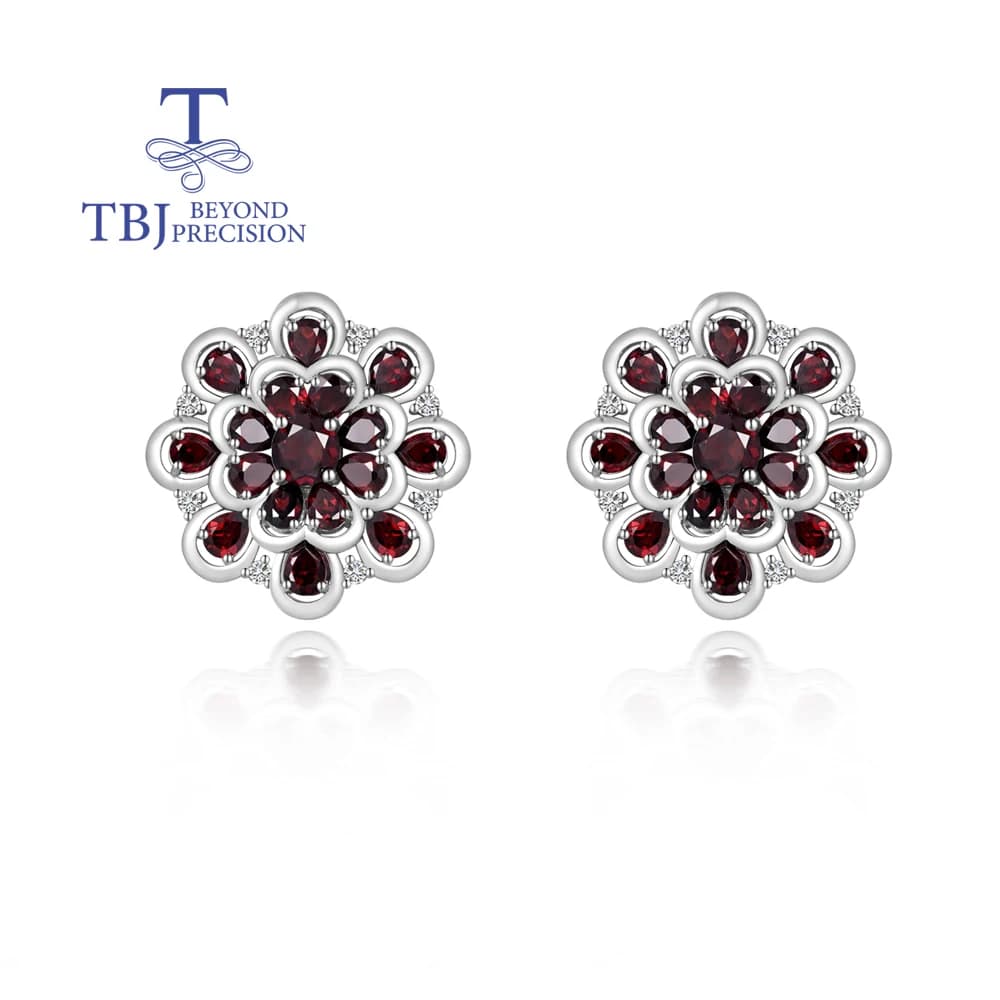 Boucles d'oreilles en grenat naturel, pierre de naissance de janvier, pour femmes, argent sterling 9