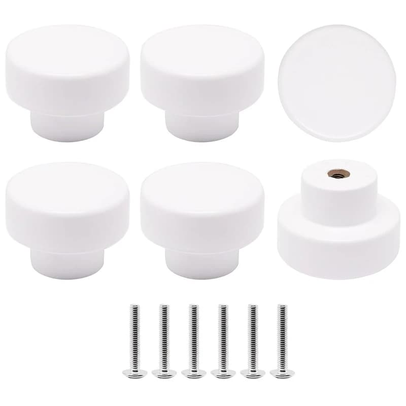 Boutons et poignées d'armoire de cuisine blanches, boutons ronds modernes et poignées de tiroir pour