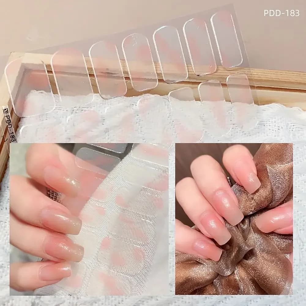 INS à la mode 14 bandes Gel ongles autocollants floristiques Semi-durci ongles Patch couverture comp