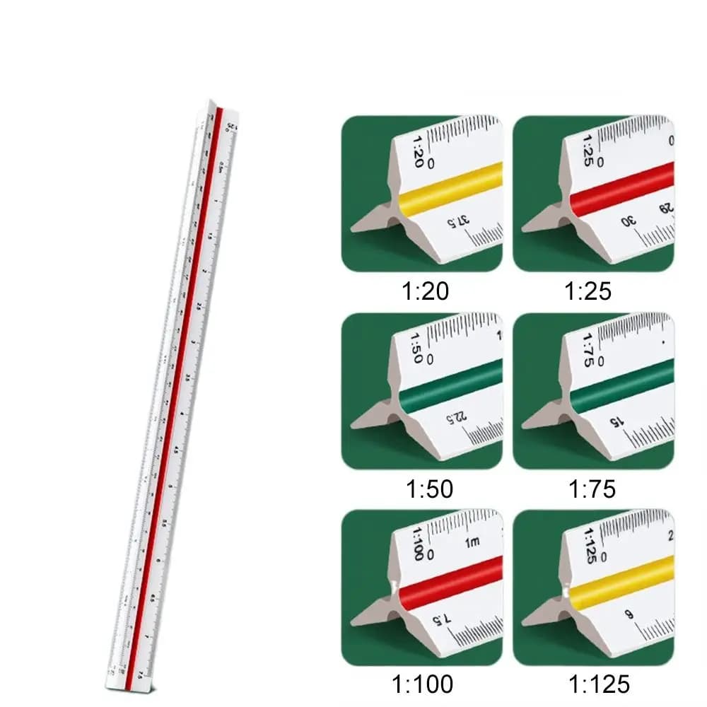 Règle grossissante triangulaire à grande échelle à trois bords, dessin rwintérieur, conception de vê
