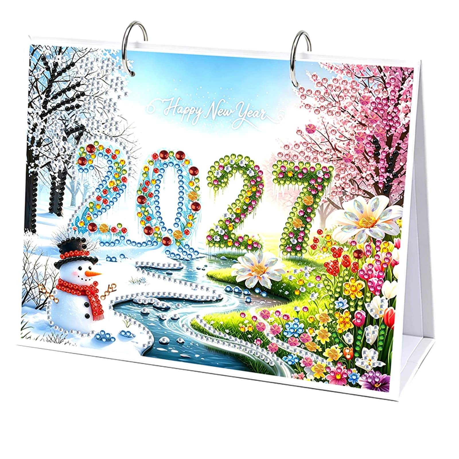 Calendrier de bureau 2027 avec peinture diamant et outils, kit de peintures en résine DIY, inaltérab