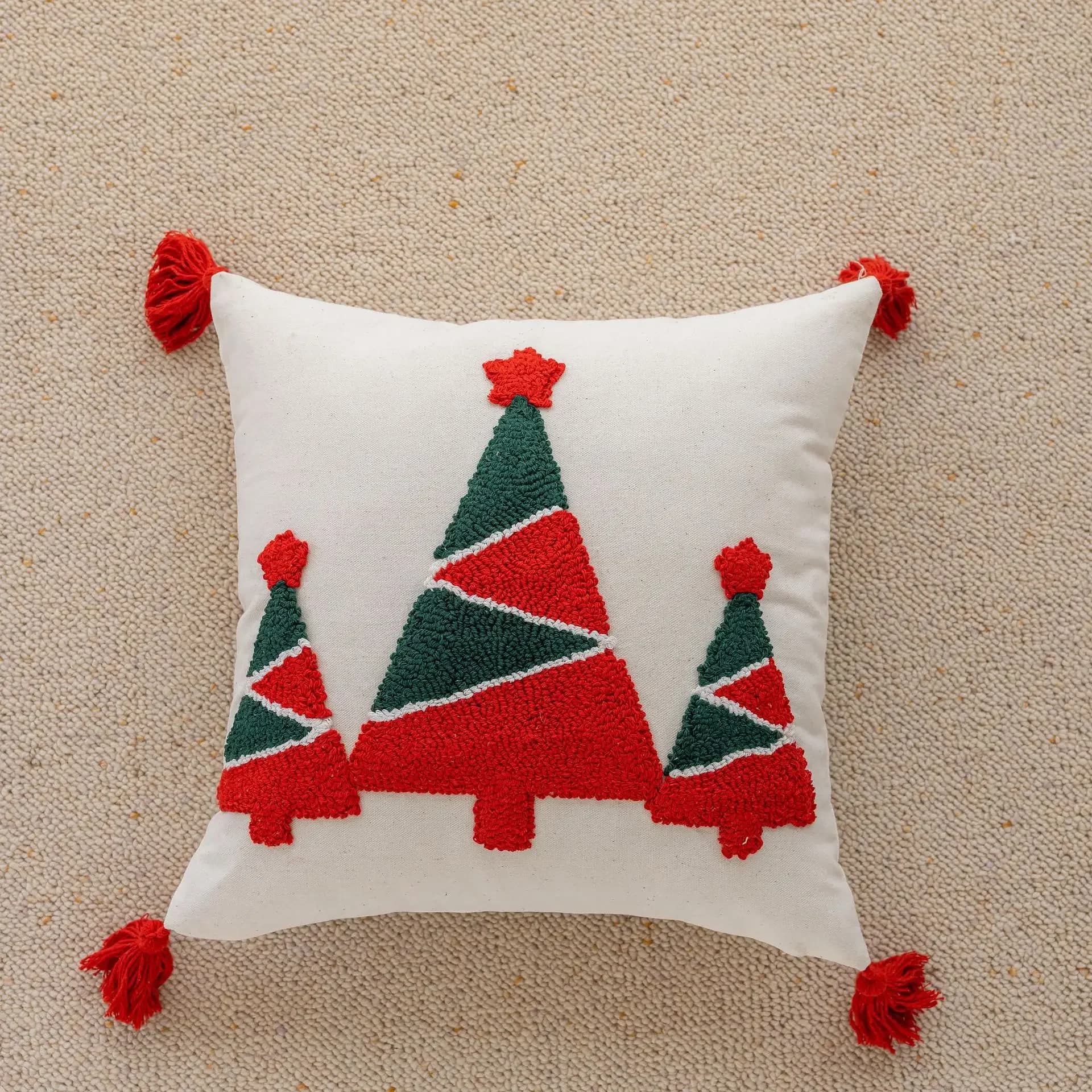 Juste de coussin touffetée joyeux Noël, taie d'oreiller décorative, festival, fête, maison, convocat