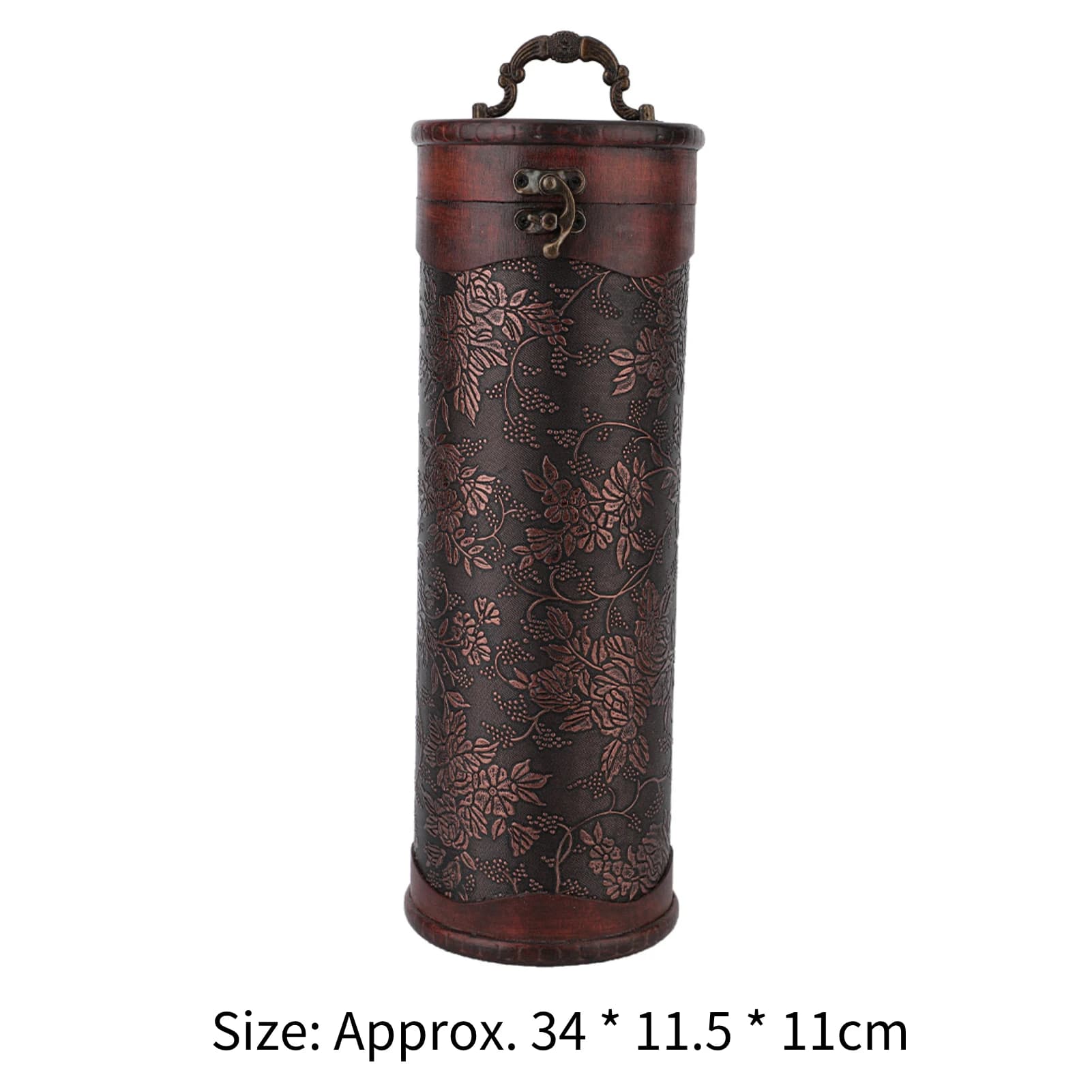 Boîte de rangement portable pour vin rouge avec poignée, rétro européen, vintage, rond, bois, unique