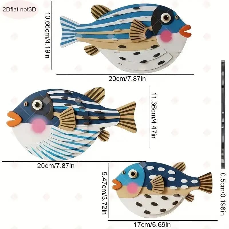 💕 Décoration murale suspendue à trois poissons, Art océan en bois, poisson de mer, décor artistique 