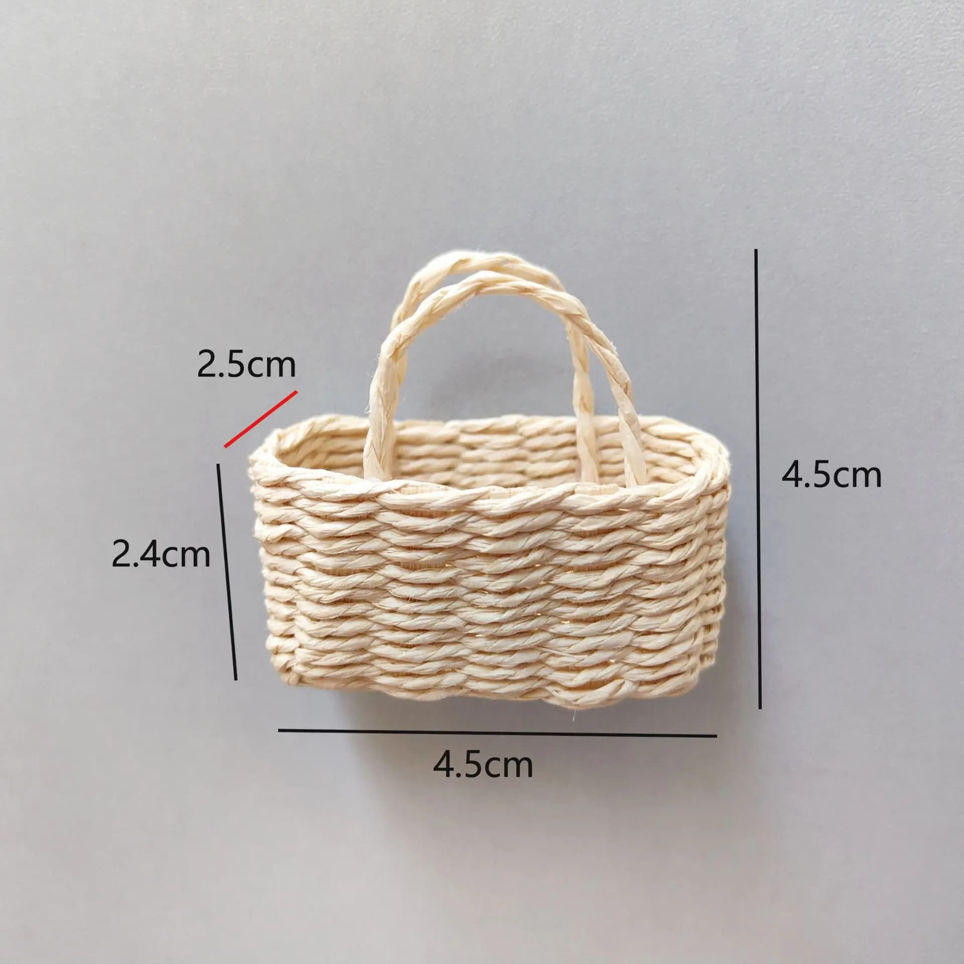 Mini panier de Bouquet de maison de poupée Miniature, panier tissé à la main, panier de vigne en pap