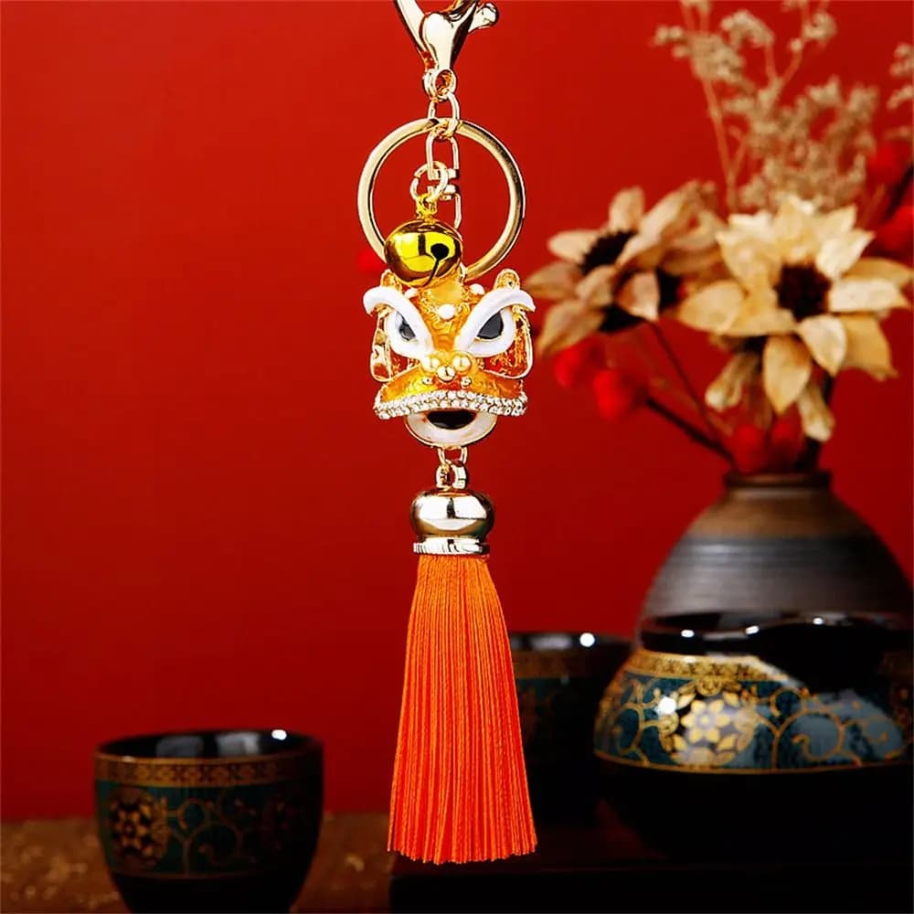 Porte-clés de danse du Lion de Style chinois, accessoire de sac, mascotte ancienne, Fortune, Lion, r
