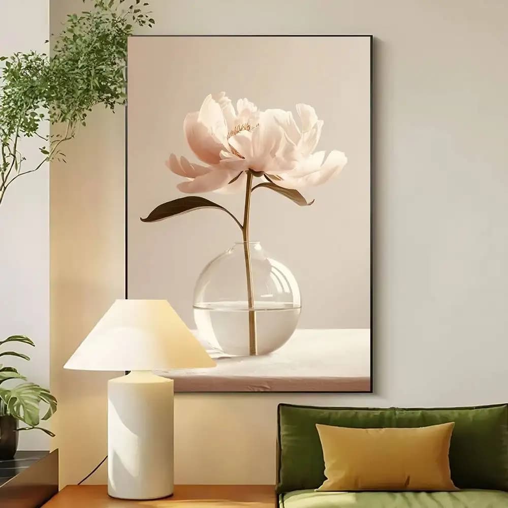 Affiche de fleurs de pivoine Beige nordique, peinture sur toile imprimée pour la maison, salon, cham