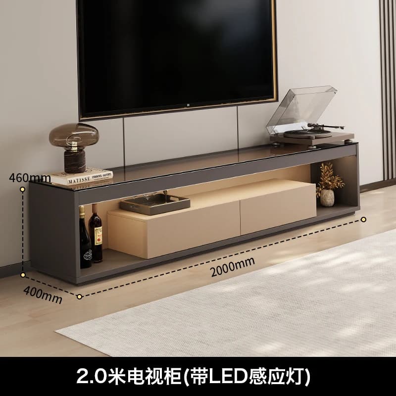 Verre Transparent Tv Table Meuble de rangement sol de luxe moderne Tv Table Center de divertissement