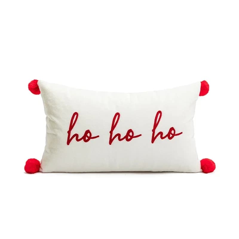 Nouvelle Housse de Coussin Brodé Joyeux Noël Rouge Géométrique Tufté – Décoration de Fête pour la Ma