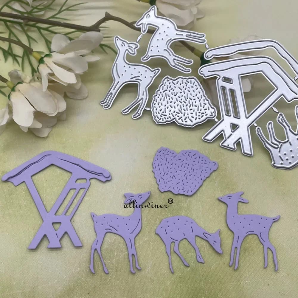 Matrices de découpe en métal Deer House pour la décoration, pochoirs pour scrapbooking, album, carte