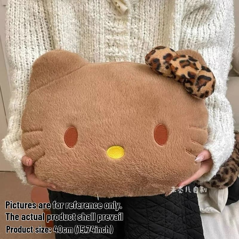 Coussin en peluche Hello Kitty, doux, noir, pour canapé, plusieurs tailles, moelleux, mignon, décora