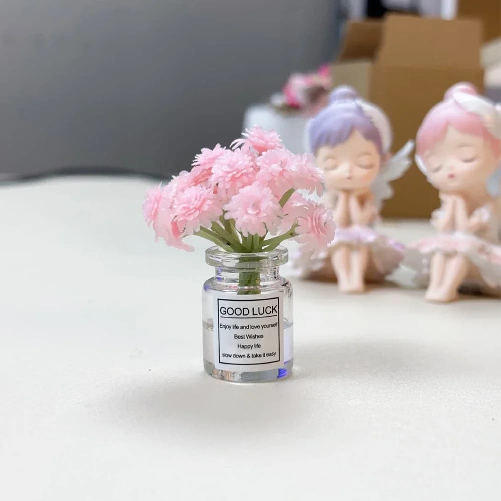 Vase à fleurs vibrantes pour voiture, Console centrale, Mini Sakura, lavande, jasmin, Vase en verre,
