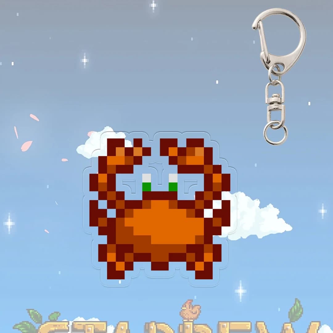 Porte-clés pantalon violet Stardew Valley, accessoires de jeu animé, crabe, œuf, crevettes, intérêt 