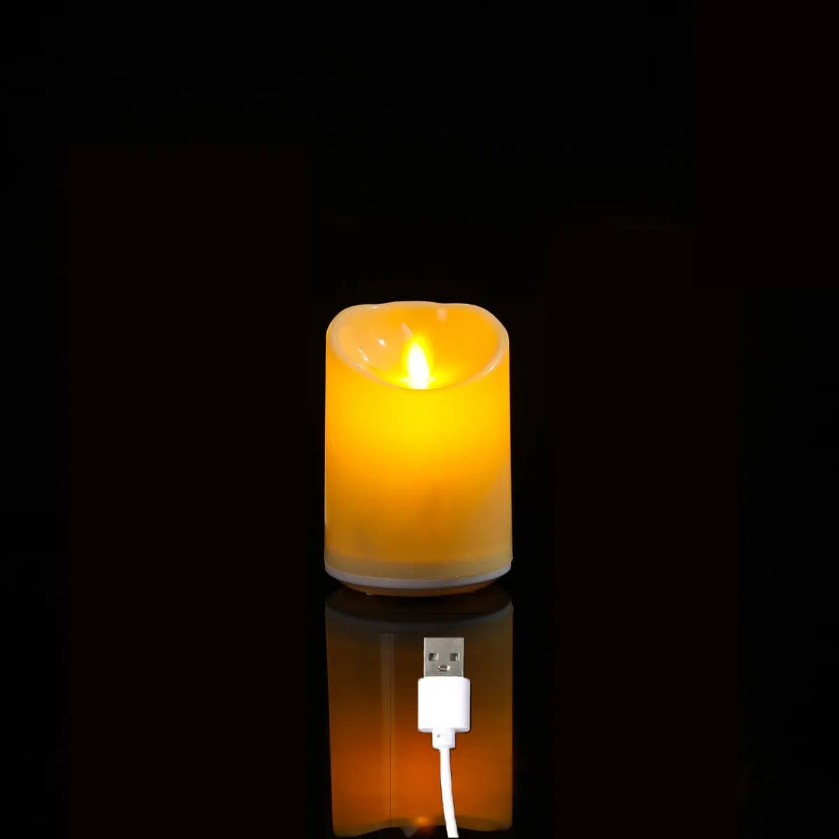 LED sans flamme aste par USB, pilier de flamme de phtaline à mèche mobile, ci-après les 3, 4/5 pouce