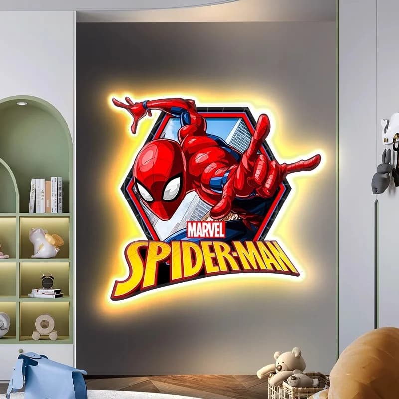 Enseigne néon LED Spider-Man pour chambre d'enfant, décoration murale super-héros Marvel, cadeau, éc