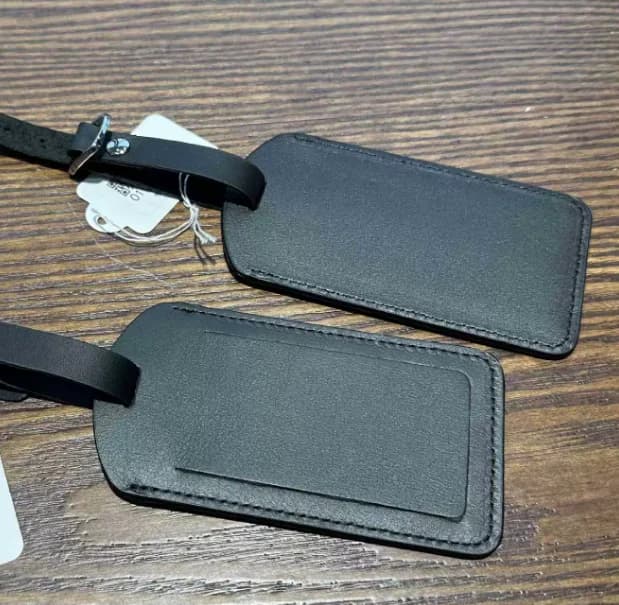 Étiquette de bagage en cuir personnalisable, étiquette de valise en cuir véritable de luxe, accessoi