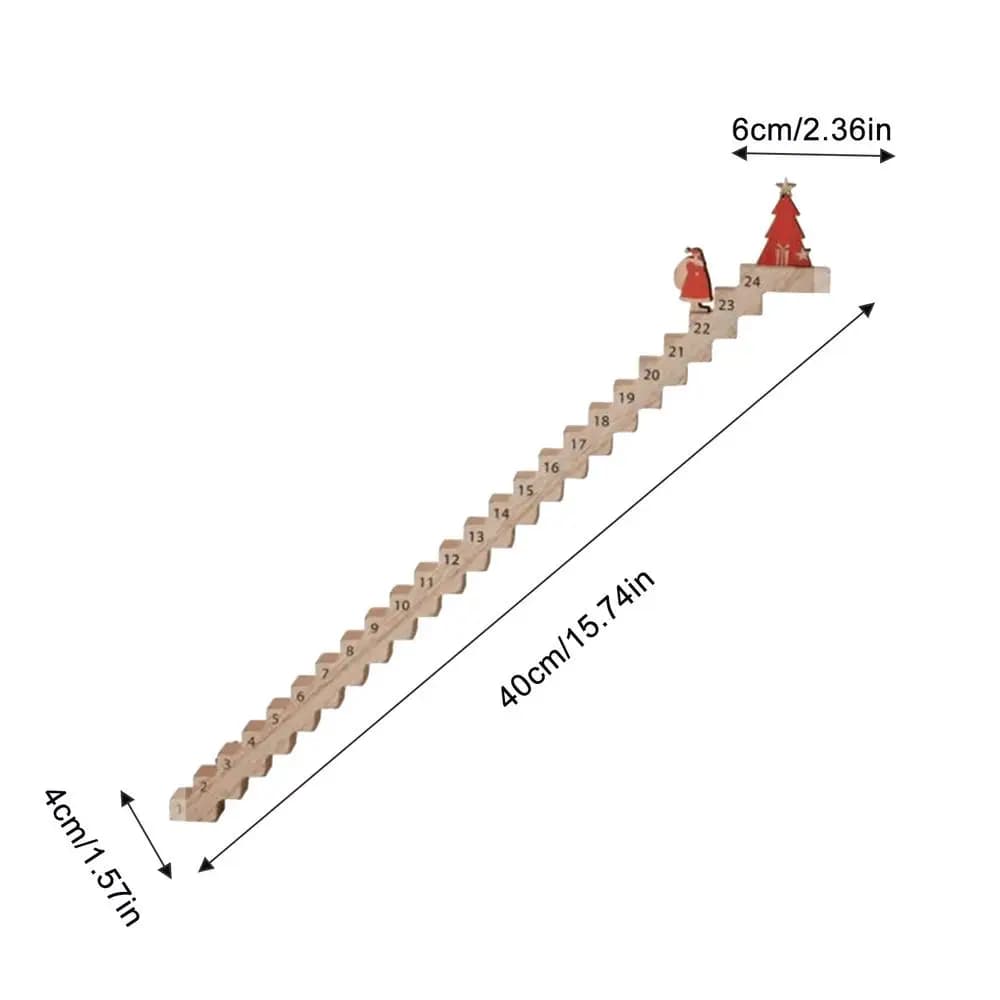 Escaliers en bois du Père Noël grimpant, calendrier de l'avent de voyage, calendrier de compte à reb